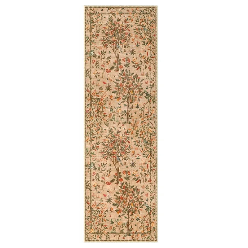 Green Floral Corridor Runner Rug
