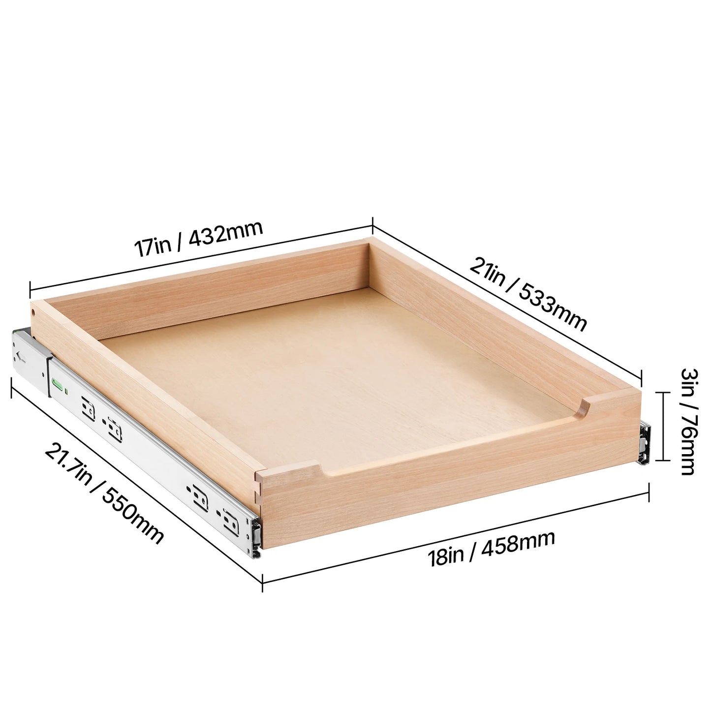 Pull-Out Cabinet Organizer with Soft-Close Wood Drawer