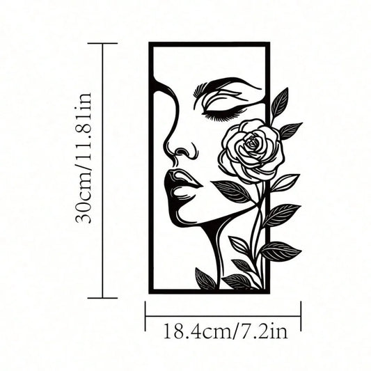 Modern Woman Flower Metal Wall Art Decor