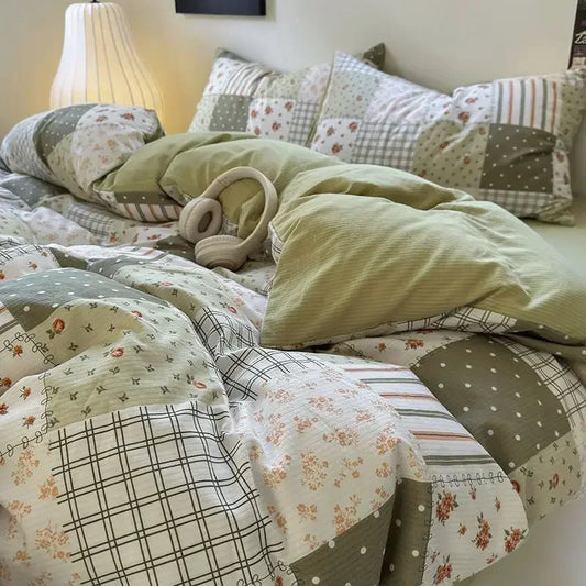 Floral Washed Duvet Cover Bedding Set