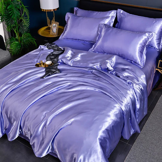 Double-Sided Silky Satin Duvet Cover Set