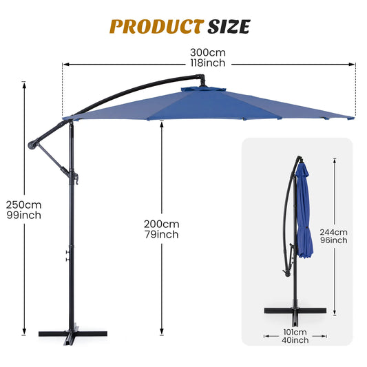 Outdoor 10FT Cantilever Patio Umbrella with Tilt Adjustment