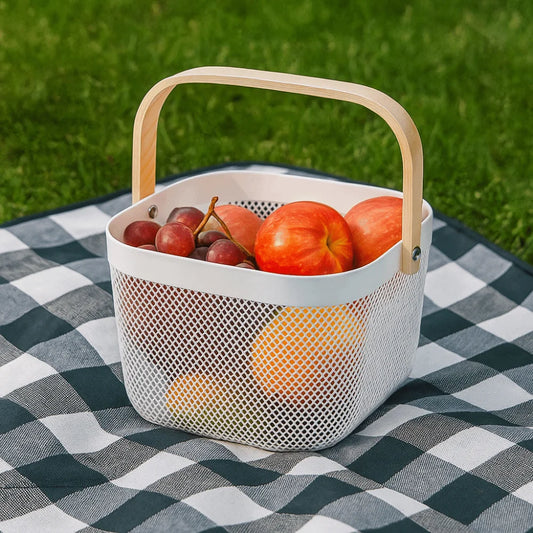 Large Capacity Plastic Storage Basket with Handle