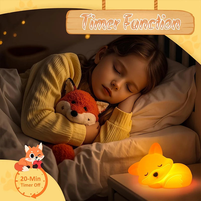 Cute Fox Silicone Night Light Lamp