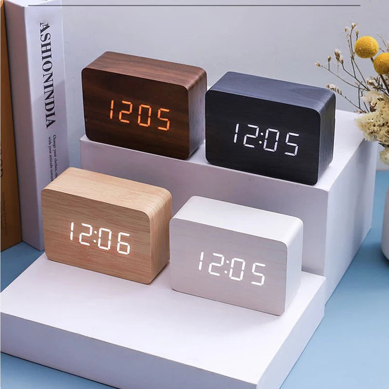 LED Wooden Digital Alarm Clock