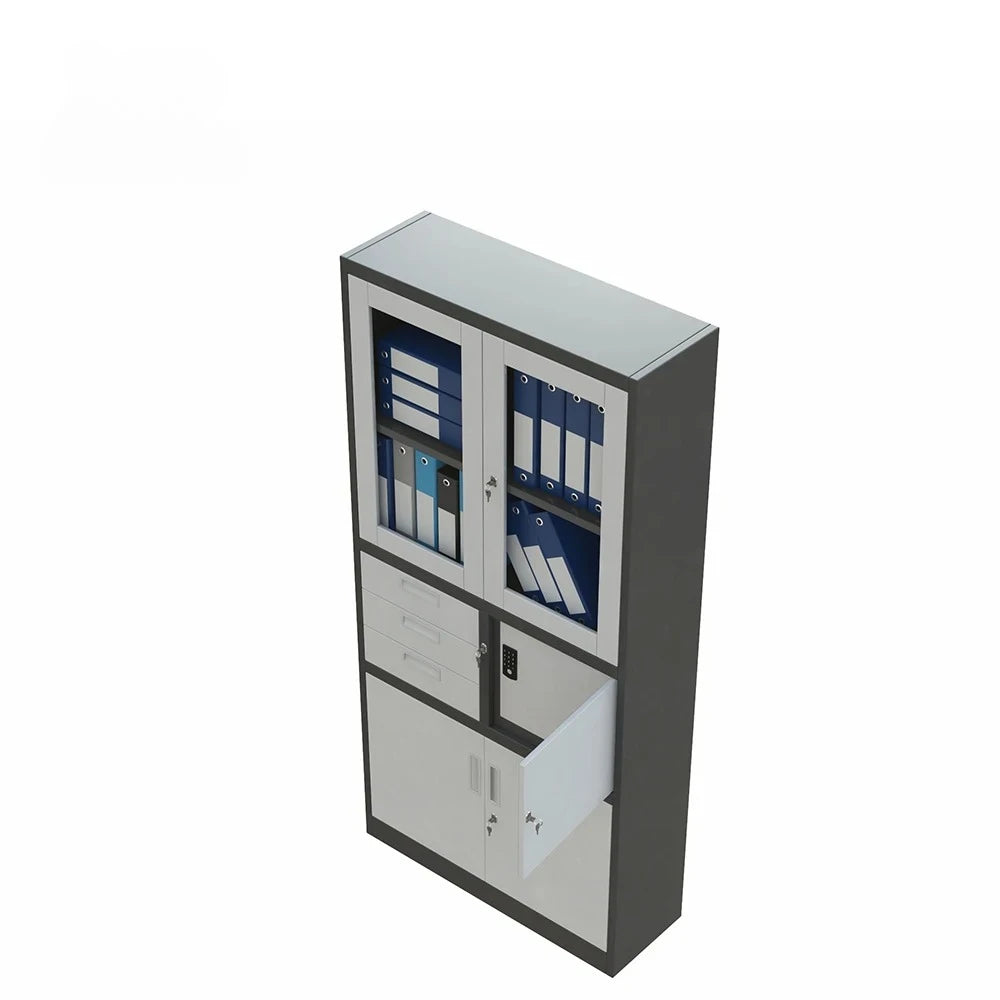 3 Drawer Office Storage Cabinet with Glass Doors