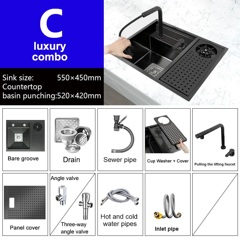 Stainless Steel Kitchen Sink with Faucet