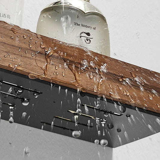 No-Drill Solid Wood Bathroom Shelf
