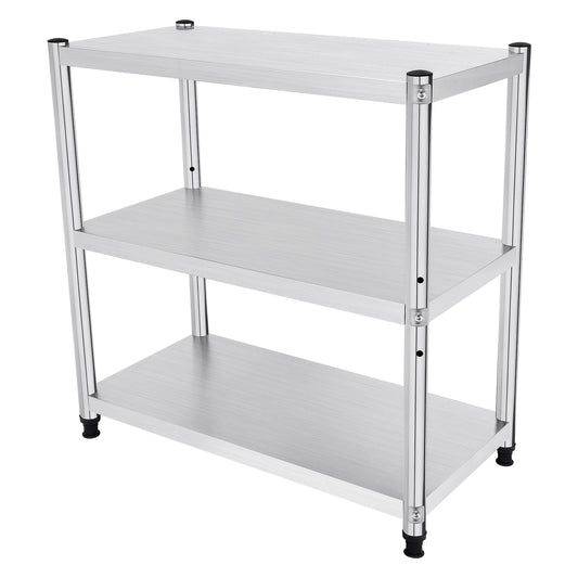 3-Tier Stainless Steel Kitchen Work Table with Adjustable Shelf