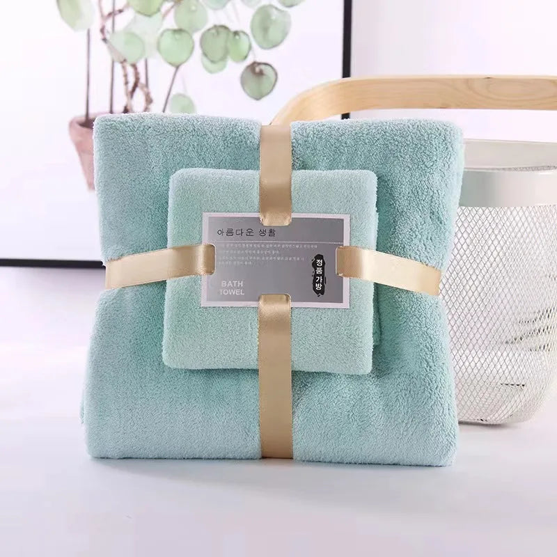2-Piece Coral Velvet Bath Towel Set