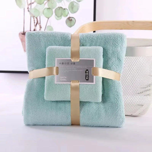 2-Piece Coral Velvet Bath Towel Set