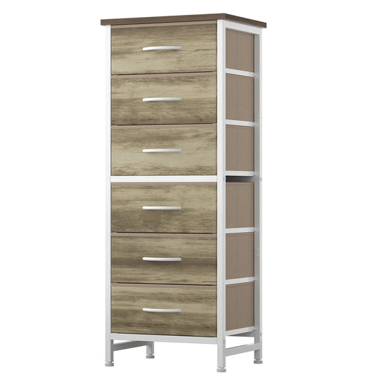 6-Drawer Fabric Dresser with Wood Top