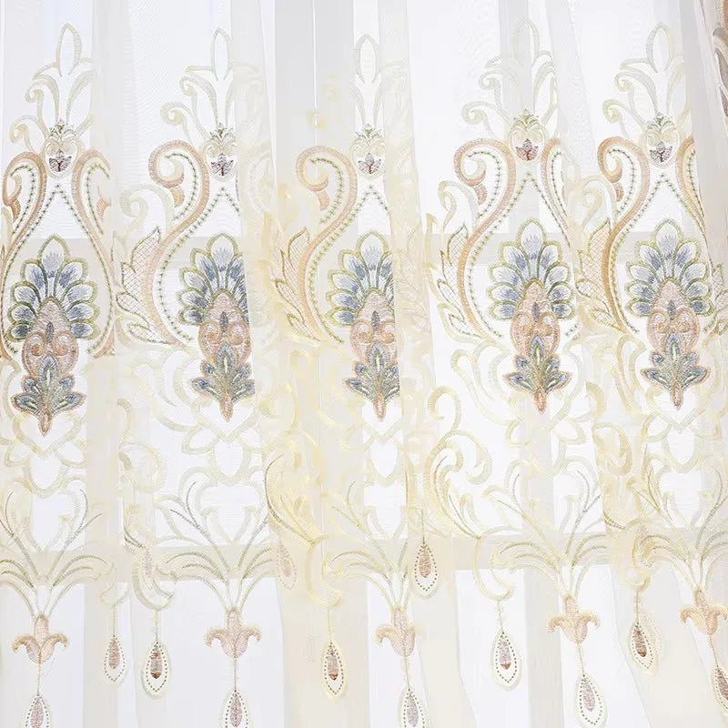 Luxury Embroidered Curtain Set with Sheer Panels