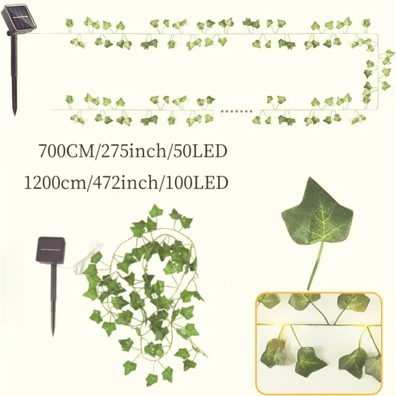 Solar-Powered Ivy Leaf Fairy Lights