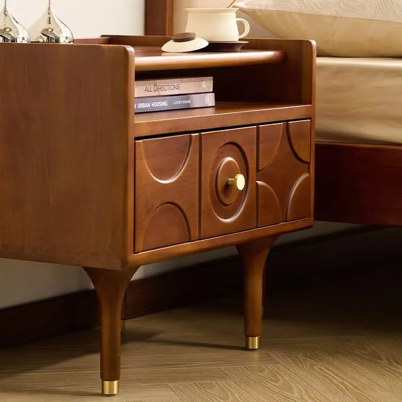 Solid Wood Bedside Table with Drawers