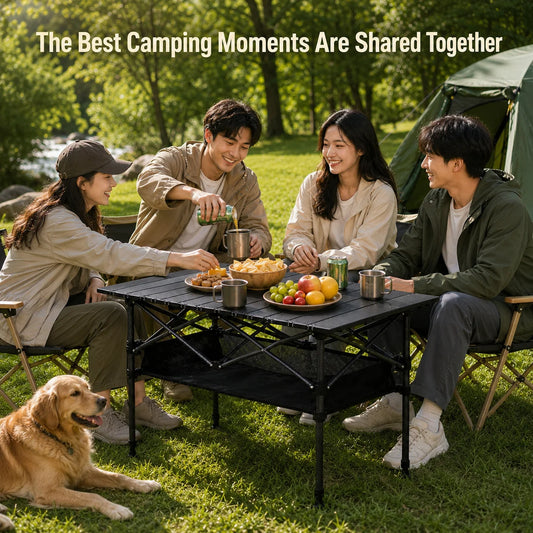 Adjustable Folding Camping Table with Storage Pocket