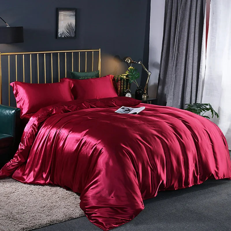 Soft Silky Duvet Cover Set with Zipper & Corner Ties