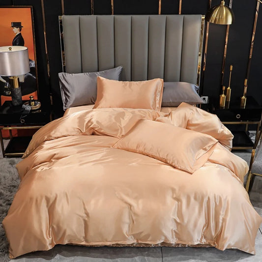 Soft Silky Duvet Cover Set with Zipper & Corner Ties