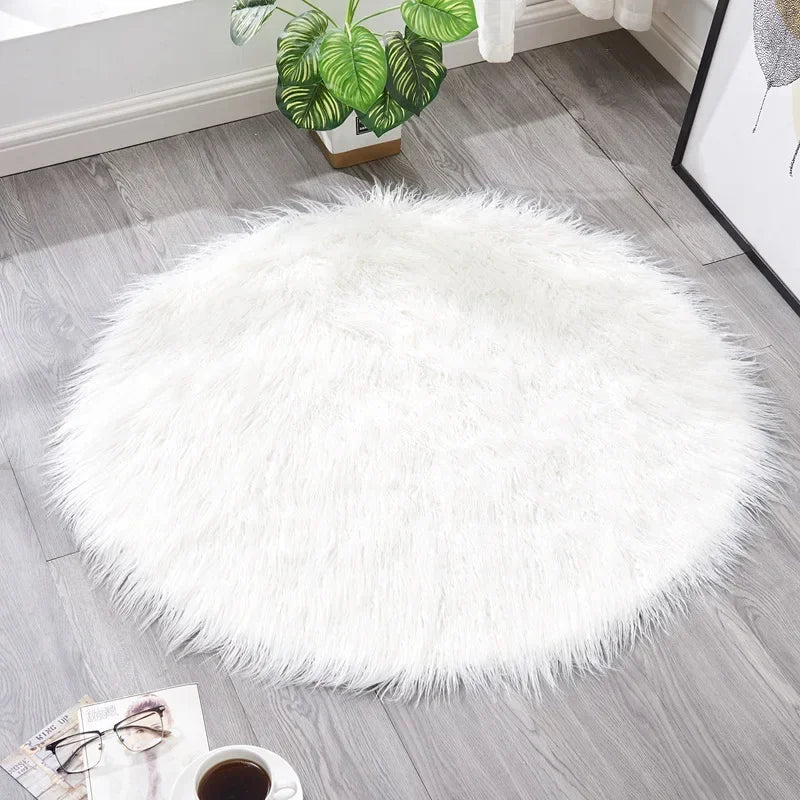 Round Shaggy Faux Rug