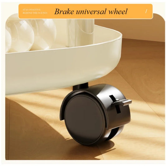 Rolling Bedside Table with Storage Shelf