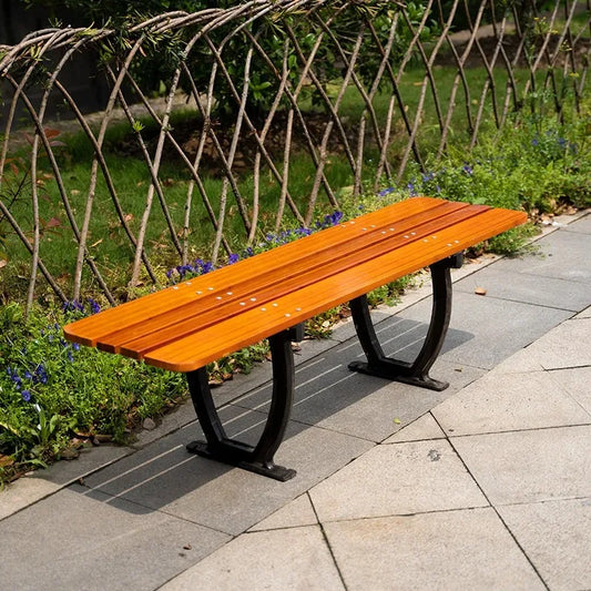 Solid Wood & Aluminum Outdoor Garden Bench