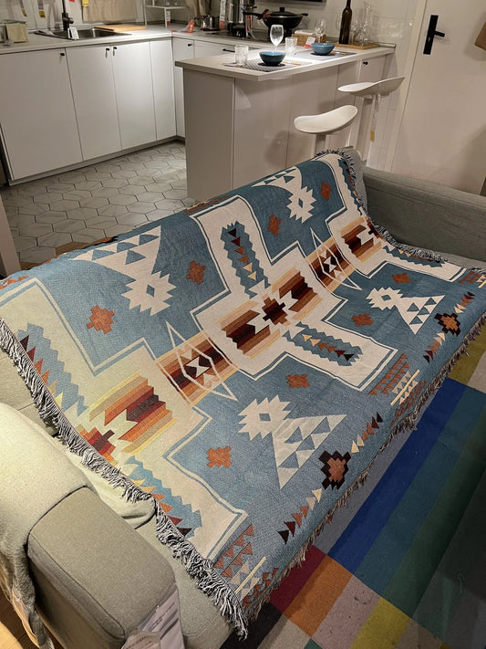 Knit Throw Blanket with Tassels