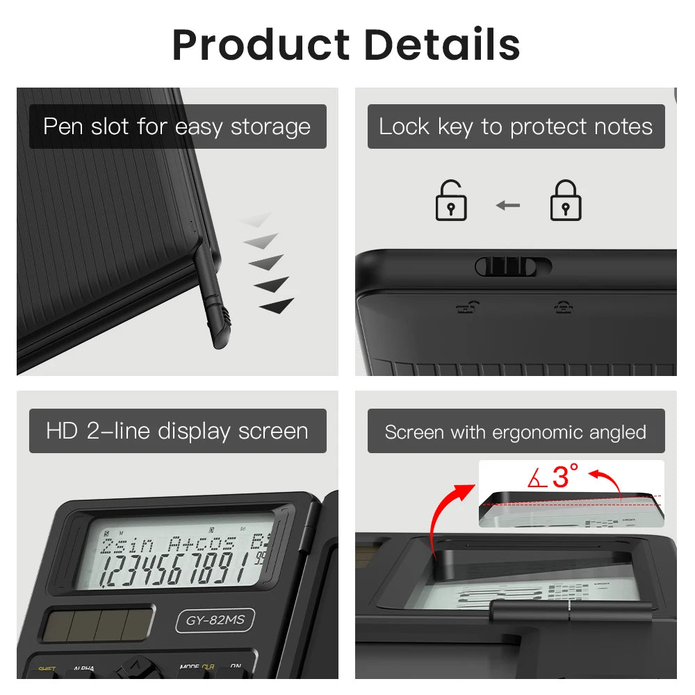 Scientific Calculator with Writing Tablet Foldable
