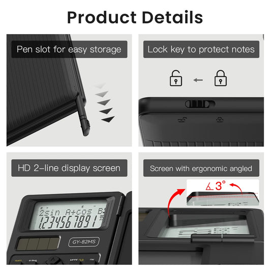 Scientific Calculator with Writing Tablet Foldable