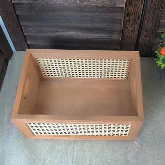 Wooden Woven Storage Basket with Lid