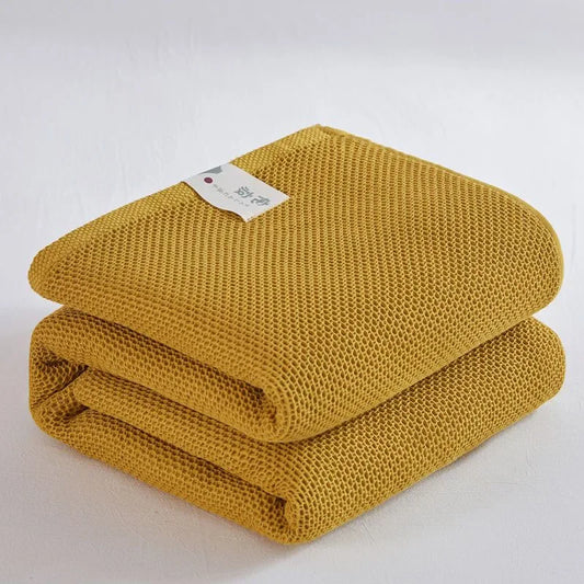 Waffle Plaid Cotton Blend Blanket