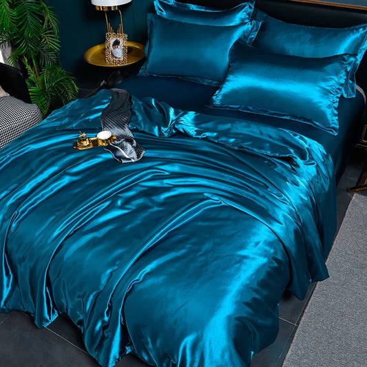 Double-Sided Silky Satin Duvet Cover Set