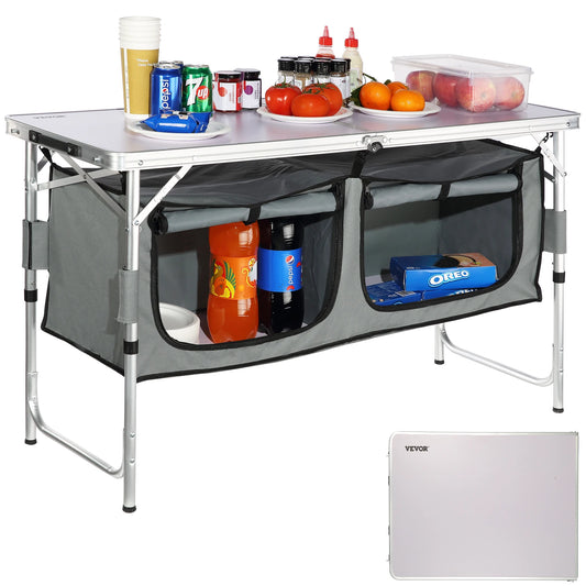 Folding Camping Table with Storage Cupboard