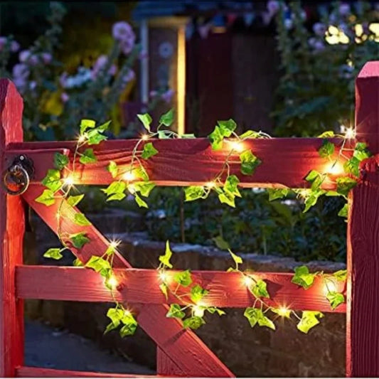 Solar-Powered Ivy Leaf Fairy Lights