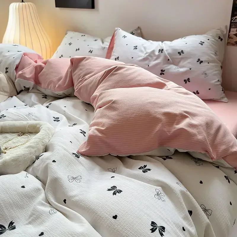 Floral Washed Duvet Cover Bedding Set