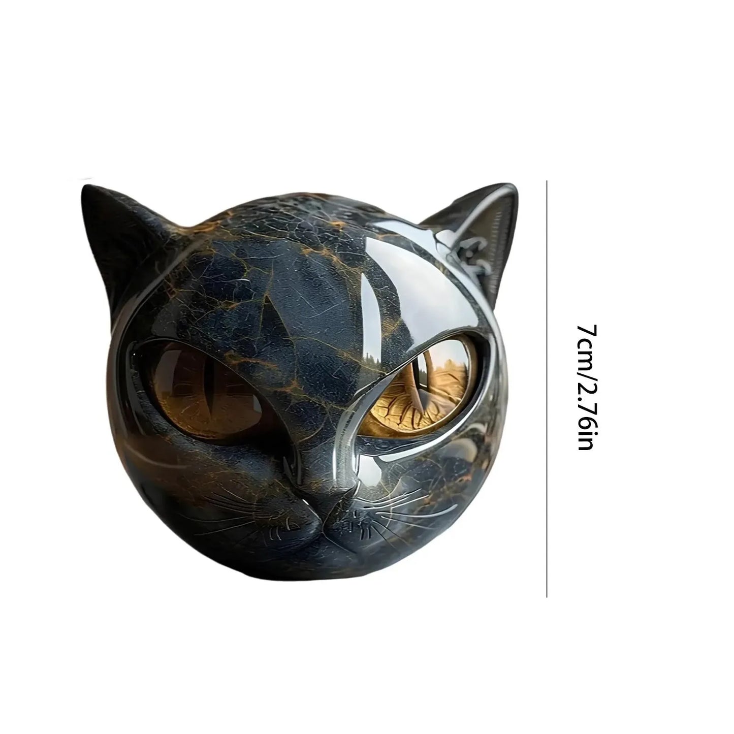 Black Cat Resin Figurine Marble Texture Desk Decor