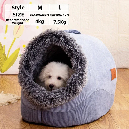 Plush Pet Cave Bed for Cats & Small Dogs