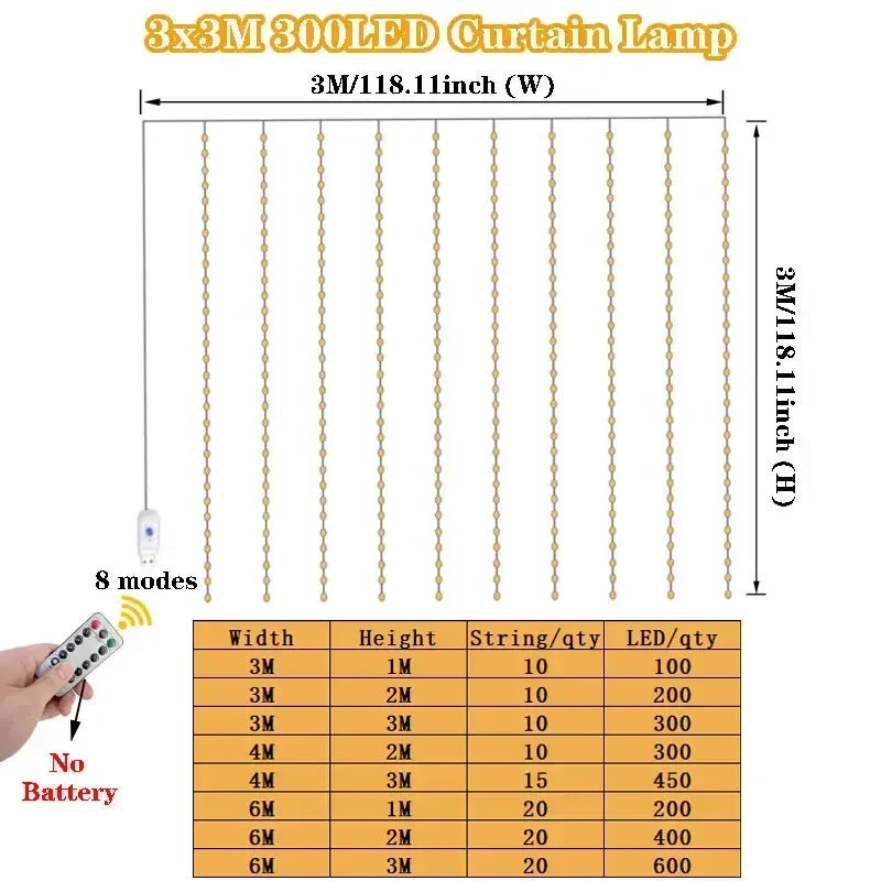 USB LED Curtain Fairy String Lights