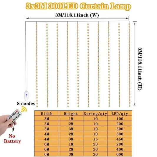 USB LED Curtain Fairy String Lights