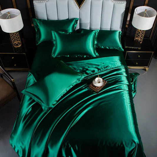 Double-Sided Silky Satin Duvet Cover Set