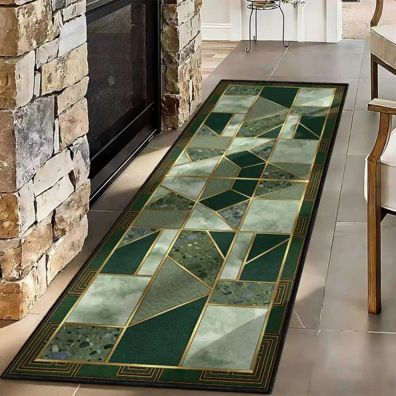 Neoclassical Blue & Gold Runner Rug