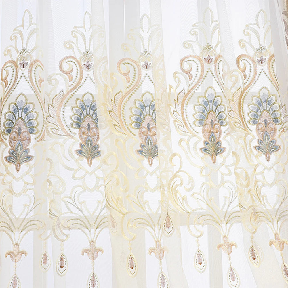 Luxury Embroidered Curtain Set with Sheer Panels
