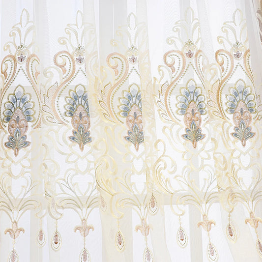 Luxury Embroidered Curtain Set with Sheer Panels
