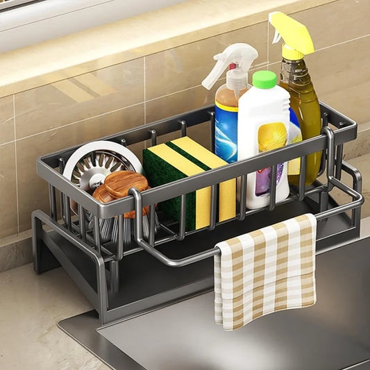 Carbon Steel Kitchen Sink Organizer with Drain Tray