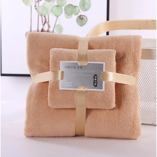 2-Piece Coral Velvet Bath Towel Set