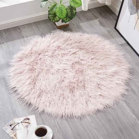 Round Shaggy Faux Rug