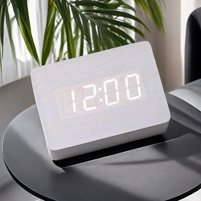 LED Wooden Digital Alarm Clock