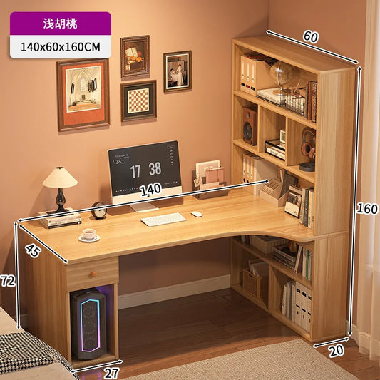 L-Shaped Computer Desk with Bookshelf & Storage