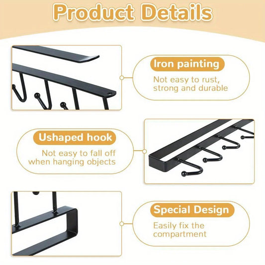 Stainless Steel Under Shelf Mug Holder with 6 Hooks