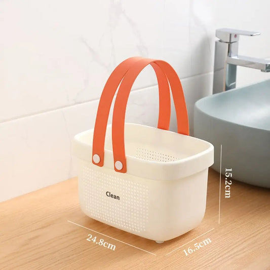 Large Capacity Plastic Storage Basket with Handle