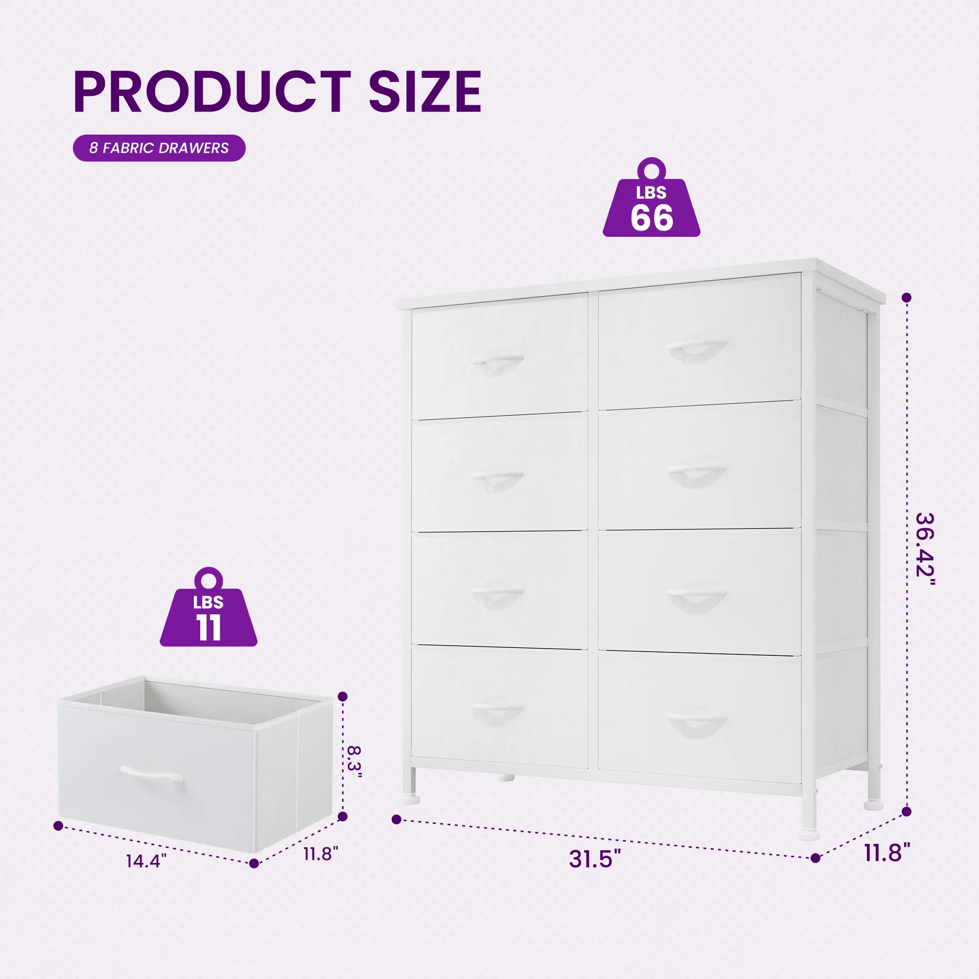 8-Drawer Fabric Dresser Storage Cabinet